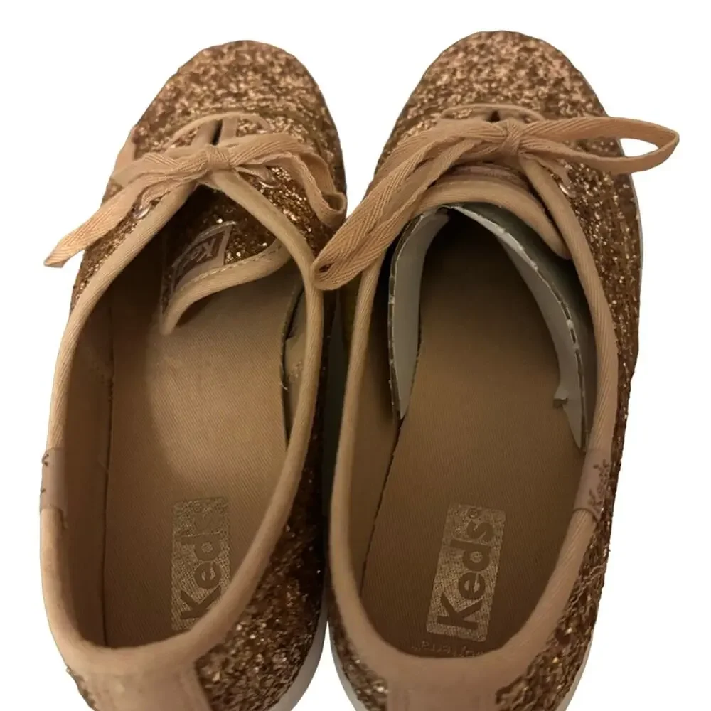 Rose gold glitter sneakers - size 7